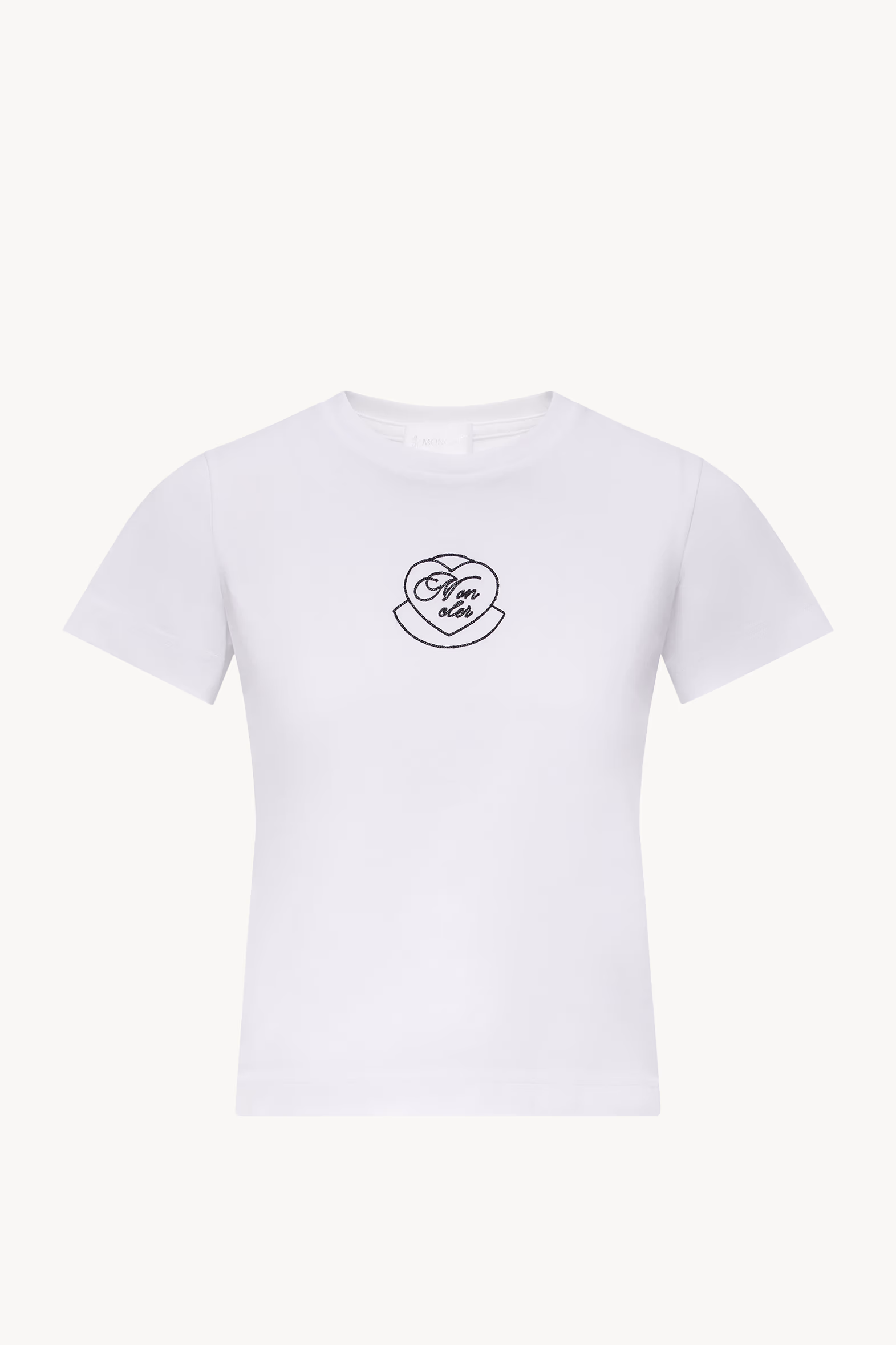 Embroidered Heart Logo Cotton T-Shirt Women White Moncler 2
